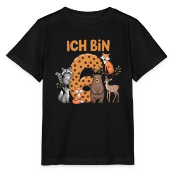 6e anniversaire 6 ans Animaux de la forêt Animaux de la forêt - T-shirt bio MINI CREATOR Stanley/Stella Enfant - noir - Devant - Mikhail (115cm)