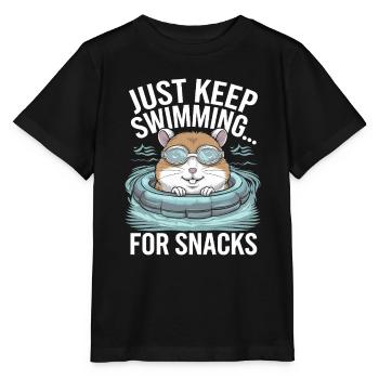 Un hamster nage pour se grignoter - Just Keep Swimming - T-shirt bio MINI CREATOR Stanley/Stella Enfant - noir - Devant - Mikhail (115cm)