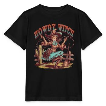 Howdy Witch Lasso Artwork - Stanley/Stella MINI CREATOR Kids’ T-Shirt - black - Front - Mikhail (115cm)