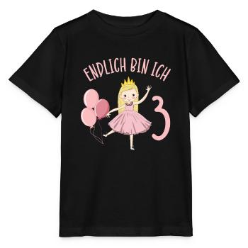 Princess Birthday Shirt Finally 3 Years Girl - Stanley/Stella MINI CREATOR Kids’ T-Shirt - black - Front - Mikhail (115cm)
