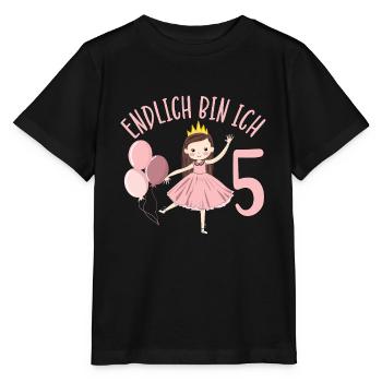 Princess Birthday Shirt Finally 5 Years Girl - Stanley/Stella MINI CREATOR Kids’ T-Shirt - black - Front - Mikhail (115cm)