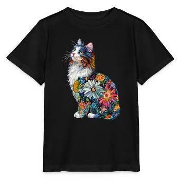 Norwegische Waldkatze - Stanley/Stella Kinder T-Shirt MINI CREATOR  - Schwarz - Vorne - Mikhail (115cm)
