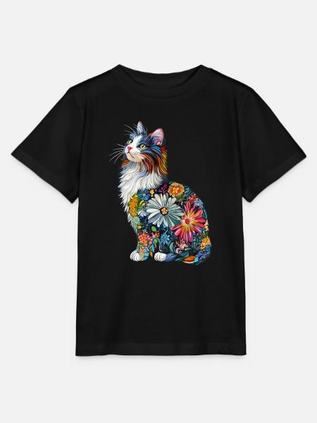 Norwegische Waldkatze - Stanley/Stella Kinder T-Shirt MINI CREATOR - Schwarz