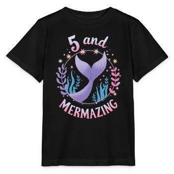 Fille Sirène 5 ans pour l’anniversaire - T-shirt bio MINI CREATOR Stanley/Stella Enfant - noir - Devant - Mikhail (115cm)