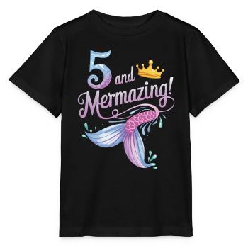 Fille Sirène 5 ans pour l’anniversaire - T-shirt bio MINI CREATOR Stanley/Stella Enfant - noir - Devant - Mikhail (115cm)
