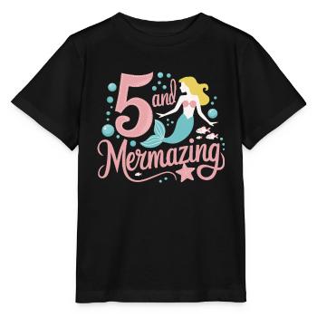 Fille Sirène 5 ans pour l’anniversaire - T-shirt bio MINI CREATOR Stanley/Stella Enfant - noir - Devant - Mikhail (115cm)