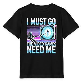 Ich muss gehen Die Videospiele brauchen mich - Stanley/Stella Kinder T-Shirt MINI CREATOR  - Schwarz - Vorne - Mikhail (115cm)