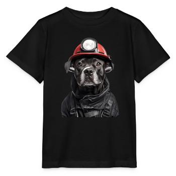 Staffordshire Bullterrier - Stanley/Stella Kinder T-Shirt MINI CREATOR  - Schwarz - Vorne - Mikhail (115cm)