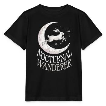 Nocturnal Wanderer Hare on Moon - Stanley/Stella MINI CREATOR Kids’ T-Shirt - black - Front - Mikhail (115cm)