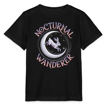 Nocturnal Wanderer Hare Moon Art - Stanley/Stella MINI CREATOR Kids’ T-Shirt - black - Front - Mikhail (115cm)