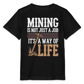 Coal Miner Underground Mining Safety Helmet Worker - Stanley/Stella MINI CREATOR Kids’ T-Shirt - black - Front - Mikhail (115cm)