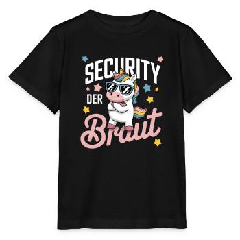 Security of the Bride Unicorn Bachelor Party Group Shirt - Stanley/Stella MINI CREATOR Kids’ T-Shirt - black - Front - Mikhail (115cm)