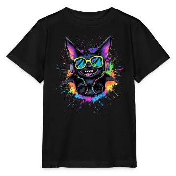 Fledermaus Flughund Vampir Bat Süße Fledemäuse - Stanley/Stella Kinder T-Shirt MINI CREATOR  - Schwarz - Vorne - Mikhail (115cm)
