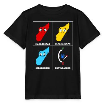 Madagascar Stimmungslevel Glücklich bis Ohne Sprit - Stanley/Stella Kinder T-Shirt MINI CREATOR  - Schwarz - Vorne - Mikhail (115cm)