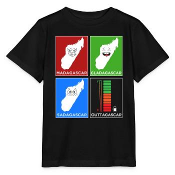 Madagascar Stimmungslevel Glücklich bis Ohne Sprit - Stanley/Stella Kinder T-Shirt MINI CREATOR  - Schwarz - Vorne - Mikhail (115cm)
