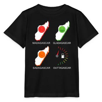 Madagascar Stimmungslevel Glücklich bis Ohne Sprit - Stanley/Stella Kinder T-Shirt MINI CREATOR  - Schwarz - Vorne - Mikhail (115cm)