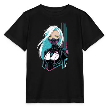 Cyberpunk Girl - Stanley/Stella MINI CREATOR Kids’ T-Shirt - black - Front - Mikhail (115cm)