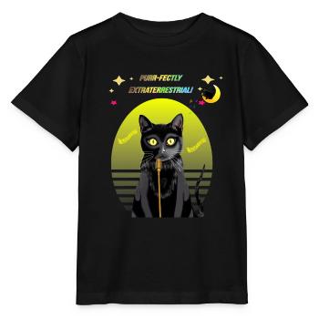 Purr Serenades Under The Soft Lemon Light - Stanley/Stella MINI CREATOR Kids’ T-Shirt - black - Front - Mikhail (115cm)