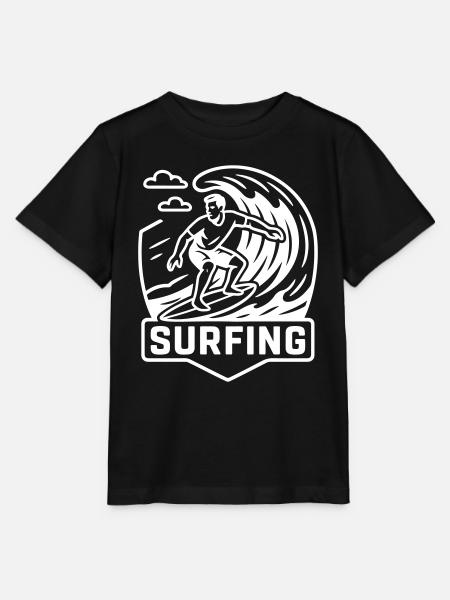 Surfing Logo Surfer - Stanley/Stella Kinder T-Shirt MINI CREATOR  - Schwarz