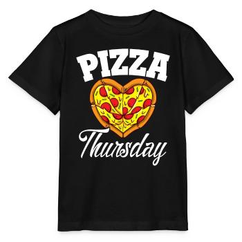 Jeudi Pizza Night Drôle Pizza Lover Fast Food - T-shirt bio MINI CREATOR Stanley/Stella Enfant - noir - Devant - Mikhail (115cm)