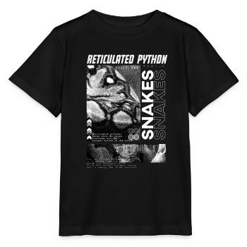 Gardien de reptiles streetwear en python réticulé - T-shirt bio MINI CREATOR Stanley/Stella Enfant - noir - Devant - Mikhail (115cm)