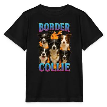 Border Collie - Stanley/Stella Kinder T-Shirt MINI CREATOR  - Schwarz - Vorne - Mikhail (115cm)