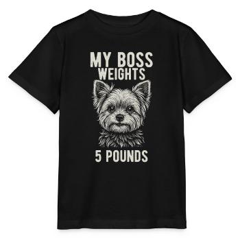 Mein Chef Wiegt Fünf Pfund - Yorkie Besitzer - Stanley/Stella Kinder T-Shirt MINI CREATOR  - Schwarz - Vorne - Mikhail (115cm)