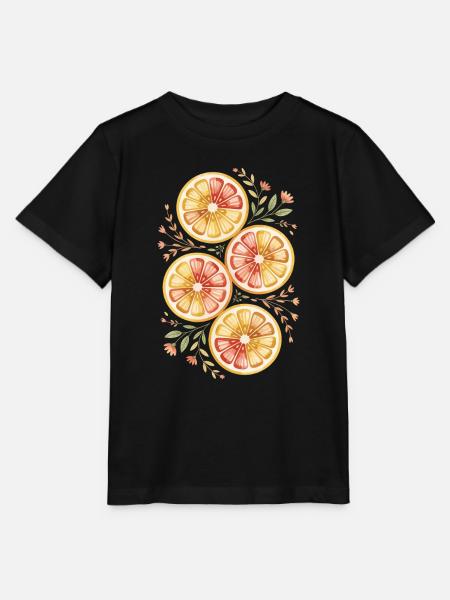 Zitrusfrüchte Mit Blumenmuster - Stanley/Stella Kinder T-Shirt MINI CREATOR  - Schwarz