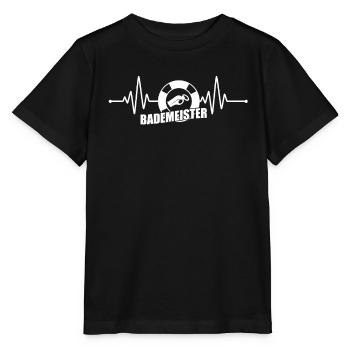 Bademeister Rettungsschwimmer Herzschlag - Stanley/Stella Kinder T-Shirt MINI CREATOR  - Schwarz - Vorne - Mikhail (115cm)