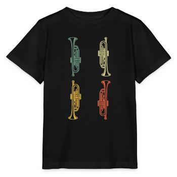Trumpet Trumpet Player Trumpeter - Stanley/Stella MINI CREATOR Kids’ T-Shirt - black - Front - Mikhail (115cm)