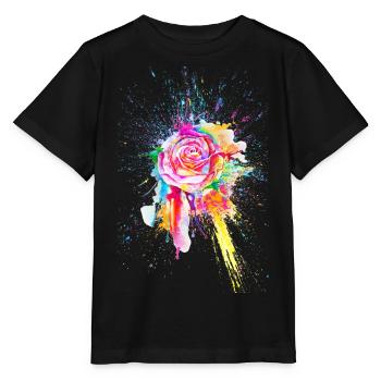 Rose Blume Flower Color Splash - Stanley/Stella MINI CREATOR Kids’ T-Shirt - black - Front - Mikhail (115cm)