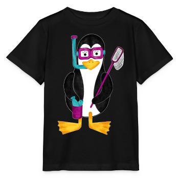 Pinguin Schnorchel Urlaub Ferien Badeurlaub - Stanley/Stella Kinder T-Shirt MINI CREATOR  - Schwarz - Vorne - Mikhail (115cm)