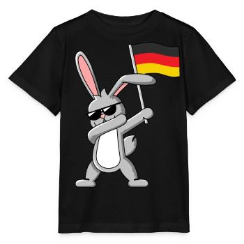 Dabbing Rabbit mit Deutschlandfahne - Stanley/Stella Kinder T-Shirt MINI CREATOR  - Schwarz - Vorne - Mikhail (115cm)
