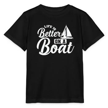 La vie est meilleure sur un bateau de sport de voilier - T-shirt bio MINI CREATOR Stanley/Stella Enfant - noir - Devant - Mikhail (115cm)