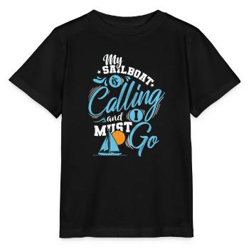 Mon voilier m’appelle Je dois y aller Voile - T-shirt bio MINI CREATOR Stanley/Stella Enfant - noir - Devant - Mikhail (115cm)
