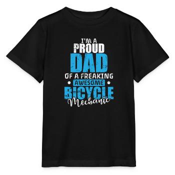 I’m a proud Dad of a freaking Bicycle Mechanic - Stanley/Stella Kinder T-Shirt MINI CREATOR  - Schwarz - Vorne - Mikhail (115cm)