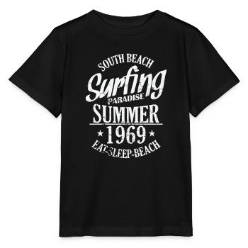 South Beach Surfing Paradise Summer 1969 Surf - Stanley/Stella MINI CREATOR Kids’ T-Shirt - black - Front - Mikhail (115cm)