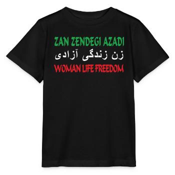 Woman Life Freedom Zan Zendegi Azadi - Stanley/Stella MINI CREATOR Kids’ T-Shirt - black - Front - Mikhail (115cm)