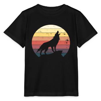 Loup hurlant sur cadeau de montagne - T-shirt bio MINI CREATOR Stanley/Stella Enfant - noir - Devant - Mikhail (115cm)