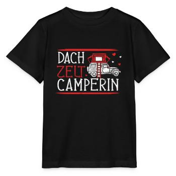 Dachzelt Camperin Autozelt Frau Dachzelten - Stanley/Stella Kinder T-Shirt MINI CREATOR  - Schwarz - Vorne - Mikhail (115cm)
