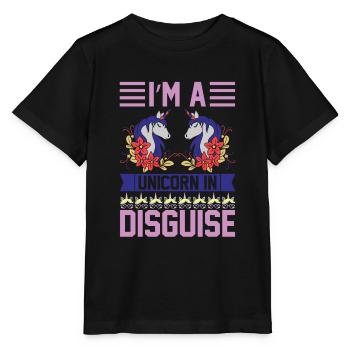 Je suis une licorne déguisée - T-shirt bio MINI CREATOR Stanley/Stella Enfant - noir - Devant - Mikhail (115cm)