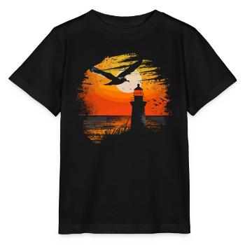Mouette Seabird Lighthouse Coucher de Soleil - T-shirt bio MINI CREATOR Stanley/Stella Enfant - noir - Devant - Mikhail (115cm)