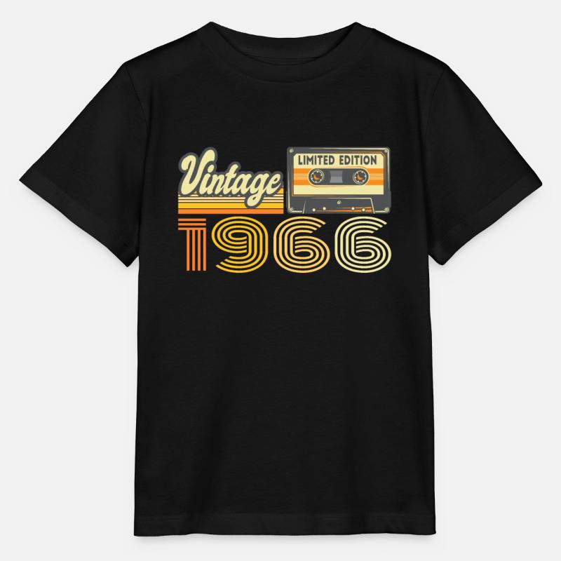 Vintage 1966 Cassette Mixtape - 54e anniversaire - T-shirt bio MINI CREATOR Stanley/Stella Enfant - noir