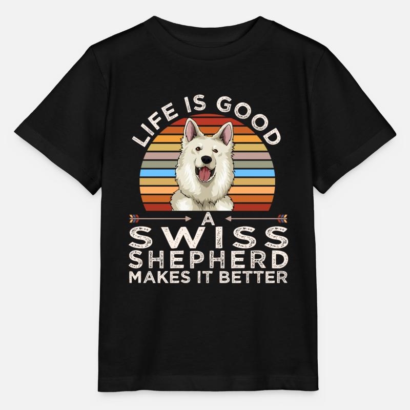 White Swiss Shepherd Gift - Stanley/Stella MINI CREATOR Kids’ T-Shirt - black