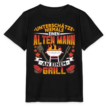 Griller Grillen lustig - Stanley/Stella Kinder T-Shirt MINI CREATOR  - Schwarz - Vorne - Mikhail (115cm)