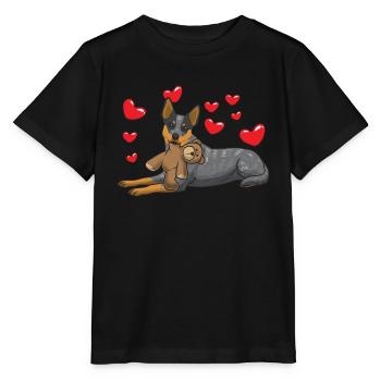 Australien Cattle Dog mit stofftier - Stanley/Stella Kinder T-Shirt MINI CREATOR  - Schwarz - Vorne - Mikhail (115cm)