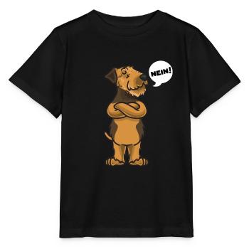 Sturer Airedale Terrier Hund - Stanley/Stella Kinder T-Shirt MINI CREATOR  - Schwarz - Vorne - Mikhail (115cm)