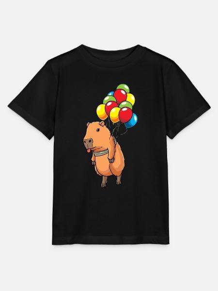 Capybara Wasserschwein Mit Luftballons Capybara - Stanley/Stella Kinder T-Shirt MINI CREATOR  - Schwarz