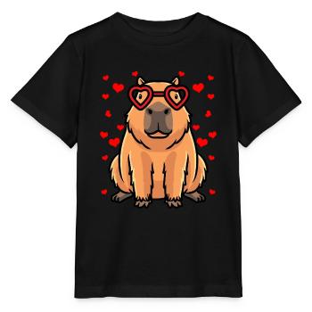 Capybara Cœur Animal Capybara - T-shirt bio MINI CREATOR Stanley/Stella Enfant - noir - Devant - Mikhail (115cm)