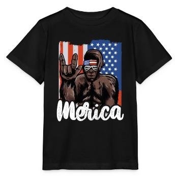 Bigfoot Independence Day Amérique États-Unis - T-shirt bio MINI CREATOR Stanley/Stella Enfant - noir - Devant - Mikhail (115cm)